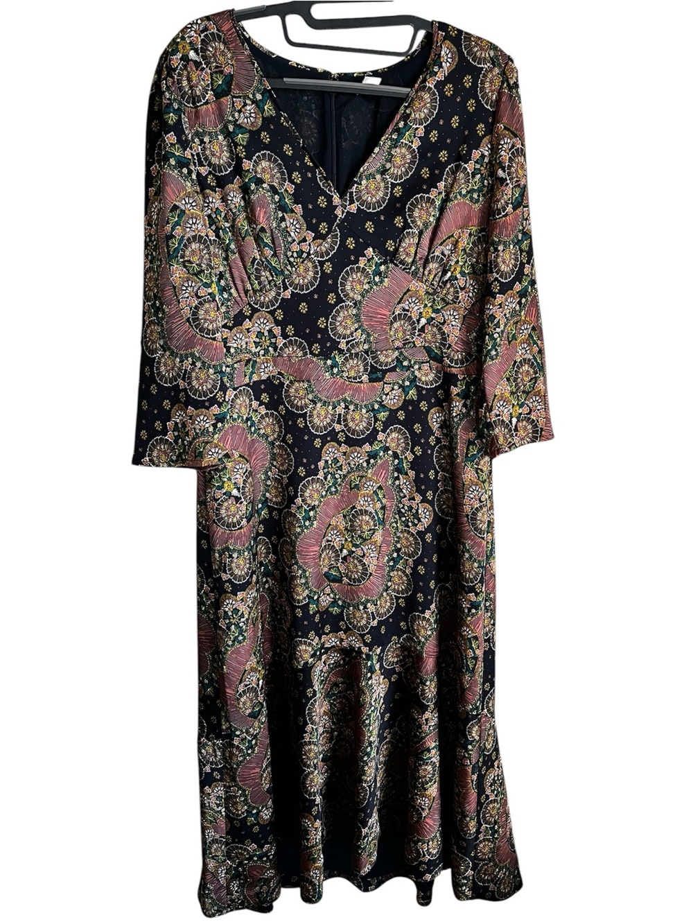 J. Crew Point Sur Long Sleeve Floral Paisley V-Neck Midi Dress Size 10